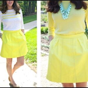 J. CREW yellow a line mini SKIRT 0 xs 100% Cotton